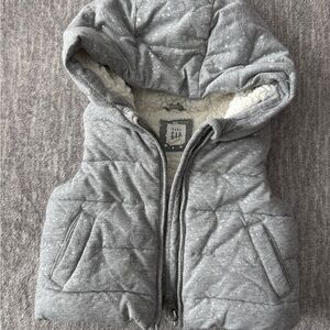 GAP Kids Gray Quilted Hooded Vest
